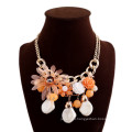 latest design pearl necklace big flower charm necklace for womens